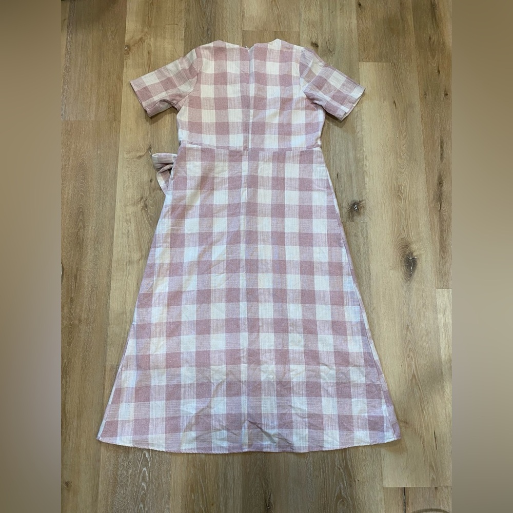 SweetSalt Faux Wrap Mauve Buffalo Plaid Dress Size S - Picture 2 of 13